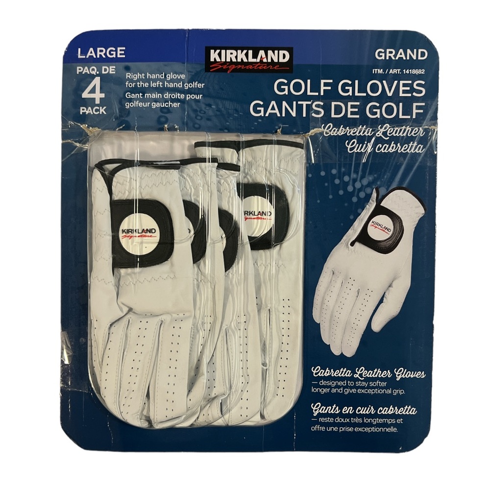 Kirkland Golf Gloves Pack of 4 - Right Hand Size Large